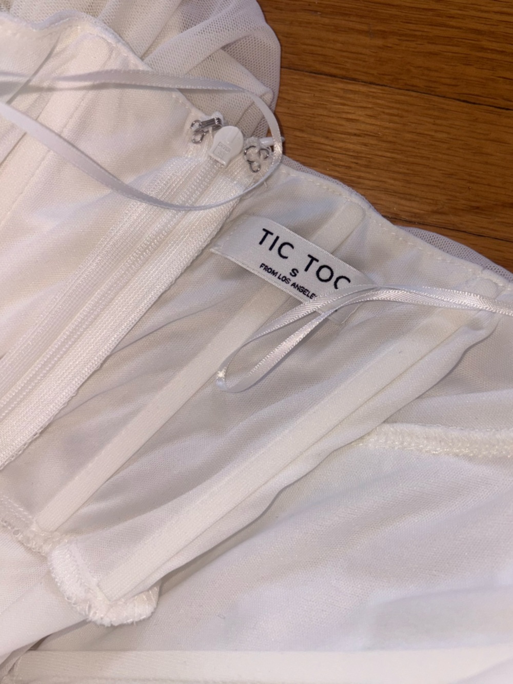 White Ruched Strapless Mini Dress - Picture 5 of 5